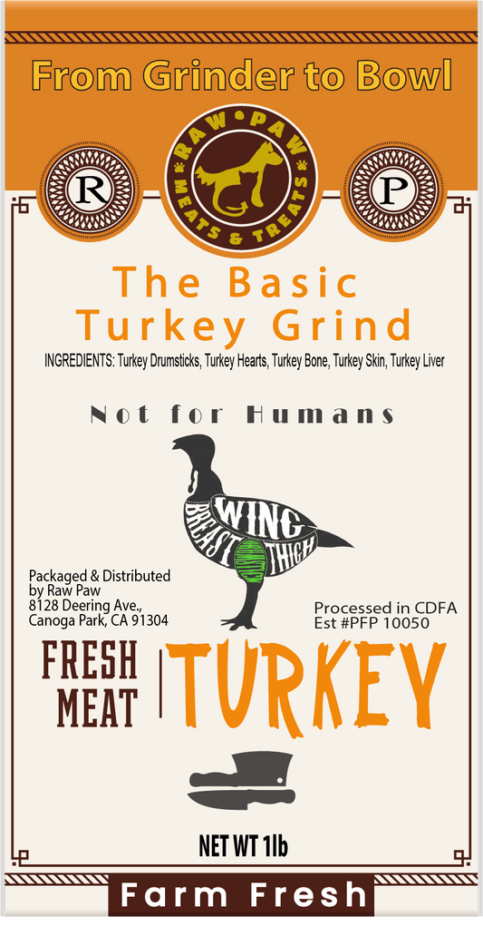 Original Raw Turkey Whole Parts Drumstick Grind - Raw Paw